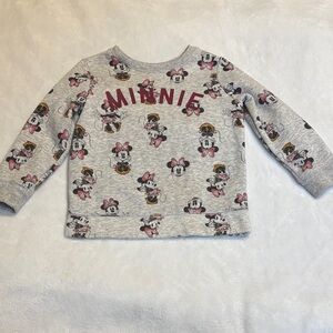 Disney Minnie Mouse Patterned Gray Sweatshirt
